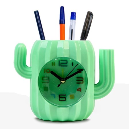 Clock - organizer with a cactus alarm clock, discrete move, D -7 cm, 11 x 13.5 cm, aa