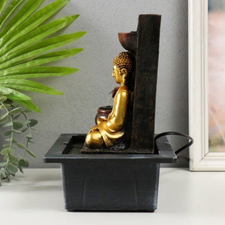 The desktop fountain from the network, backlight "Buddha in gold at the wall with waterfall" 23x17.5x28 cm-3