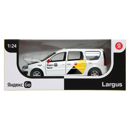 Metal machine "Lada Largus Yandex Taxi" 1:24, doors, hood, voiced, white color open-4