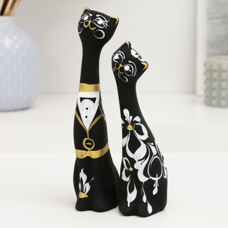 Figure "Love Cats" set 2pcs Black 4x5x17.5cm-1
