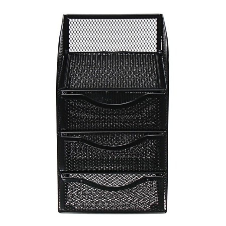 Chancellery trifles stand Calligrata, 4 compartments, mesh, metal, black-2
