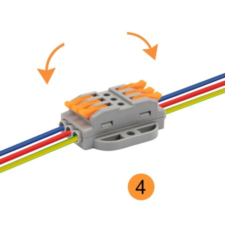 Terminal of QMS 222-423p Passing 3 poles, with an mounting platform (0.08-4 mm²), gray (25 pcs.-6