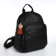 City backpack on lightning, from artificial leather, black color