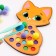 Wooden “kitten” sorter with pompons and tweezers, 15 x 21 cm