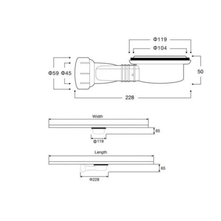 Siphon for shower pallet VST-4SQ/4SR, D = 90 mm, white-3
