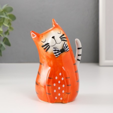 VAZ Keramics "Red cat with a bow" 8.7x7.7x13.5 cm