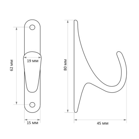 Furniture hook Cappio Standart, one -rod, gold-4