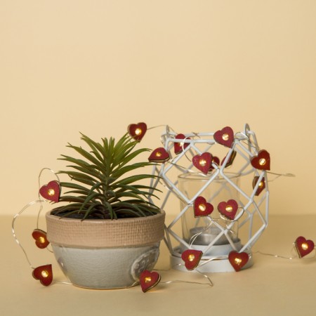 Garland “thread” 2 m dews with nozzles “heart”, IP20, silver thread, 20 LED, warm white glow, AAX2-5