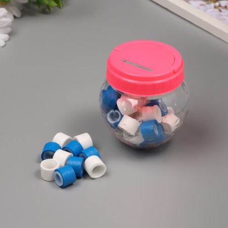Sticky tape plastic in the jar "White and Blue" NR 40 pcs 1.2 cm, dl. 0.9 m 7x7x9 cm