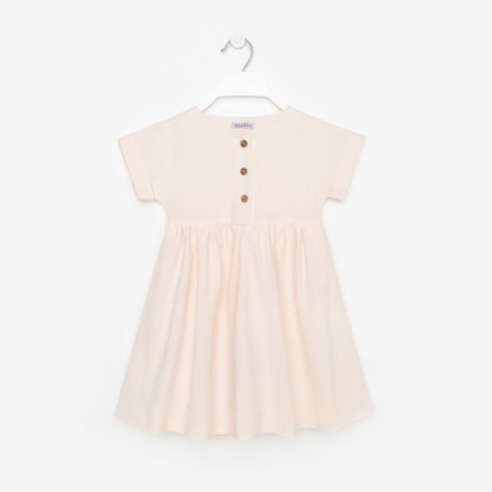 Платье для девочки MINAKU: Cotton Collection цвет бежевый, рост 140-6