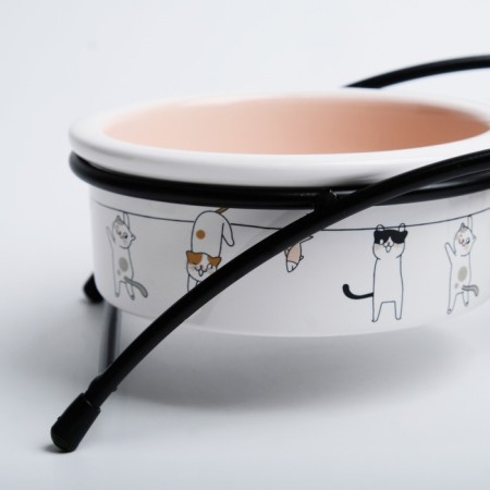 Ceramic bowls on a stand of 2 x 250 ml 13 x 5 cm, beige and gray-5