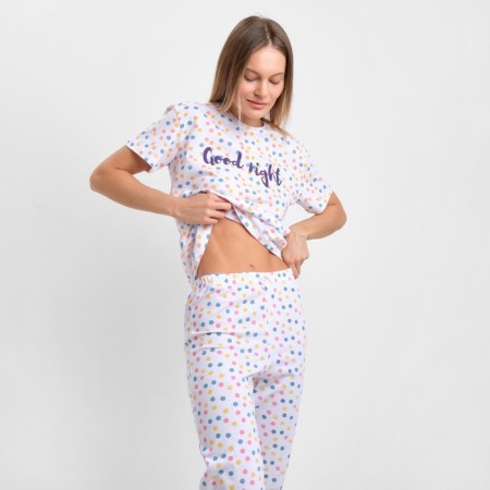 Female home set (T -shirt/pants), white color, size 50-2
