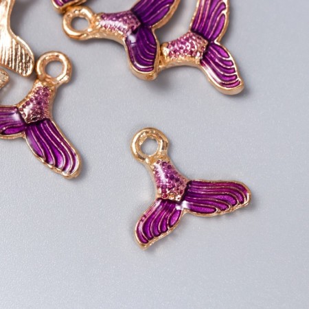 Decor for creativity Metal, enamel "Tail of the Mermaid" purple 1.6x1.3 cm