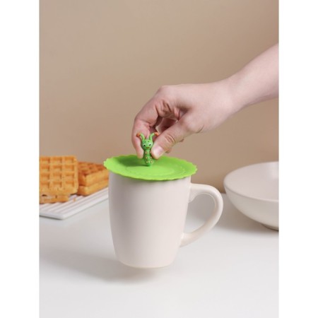 Silicone lid Silicone share "caterpillar", d = 10 cm, green color-4