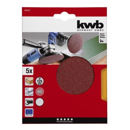 Circle of grinding kwb, d = 125 mm, K80, Velcro, aluminum oxide, 5 pcs-1