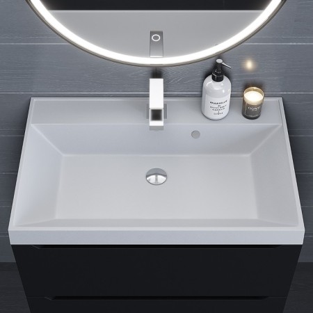Sink uperwood Classic quartz 70 cm, quartz, white matte, jasmine-2