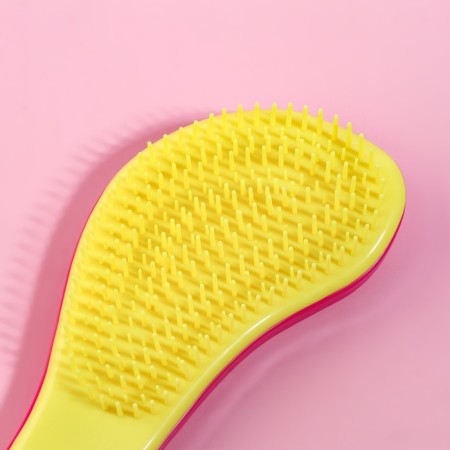 Massage comb, 6 × 14.5 cm, PVC box, pink/yellow color-1