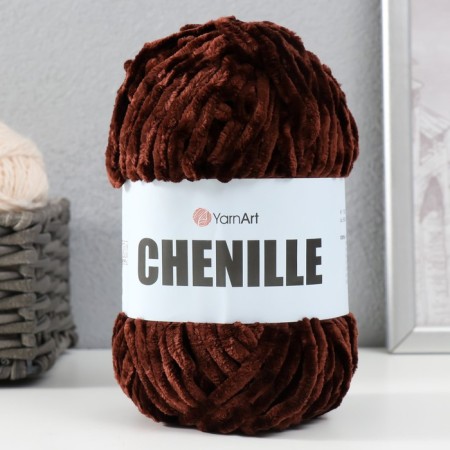 Yarn "CHENILLE" 100% micropoliester 90m/100g (575 chocolate)-4