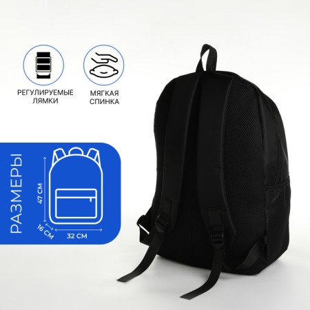 Youth backpack on a zipper, 4 pockets, black/blue color-1