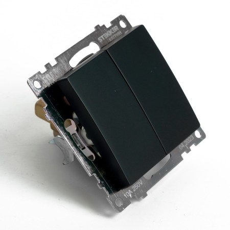 2-clavy switch (mechanism), 250V, 10A, Stekker series Katrin, Black, GLS10-7107-05 1022443-4