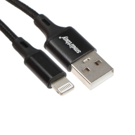 Cable Smartbuy S14, Lightning - USB, 3 A, 2 m, fast charging+data transfer, black