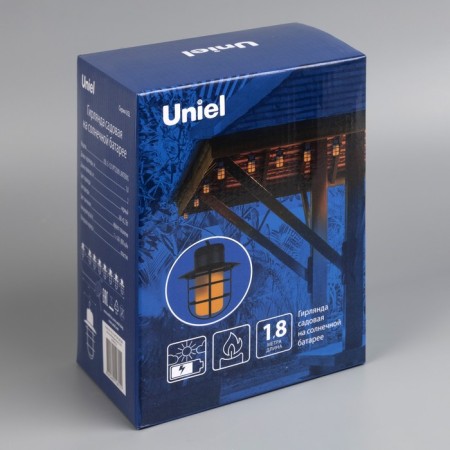UNIEL Girlyanda “Thread” 1.8 m with nozzles “Flashlights”, IP44, Dark Thread, 72 LED, Flame effect, 1 mode, solar battery-6