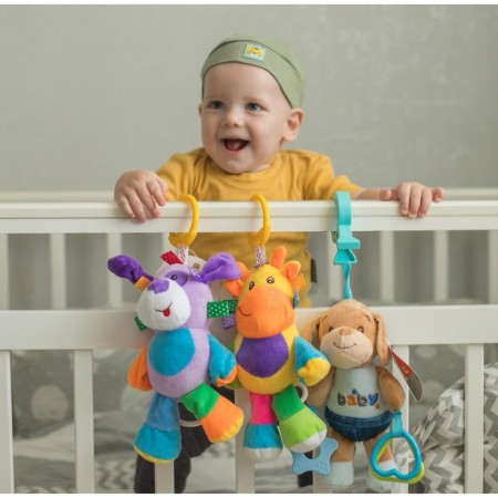 Suspension - rattle "puppy maf", teething, blue color, on a crib, stroller, crumb I-9