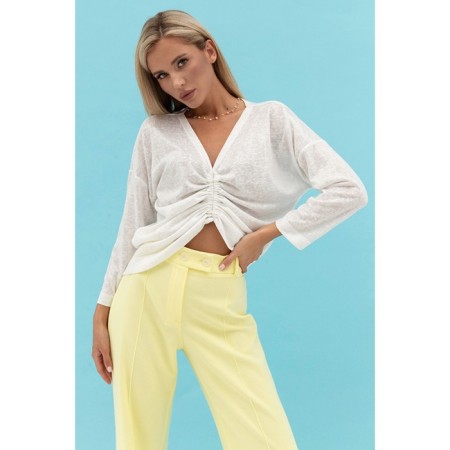 Women's trousers with an ELISEEVA Olesya section, size 50, yellow color-5