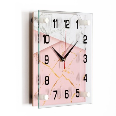 Watch wall, interior "pink marble", silent, 25 x 25-1