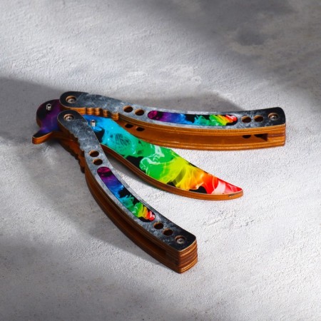 Wooden souvenir "Butterfly knife" rainbow-2