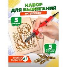Set for burning wood (apparatus with nozzles, boards 5 pcs.)