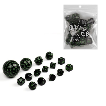 A set of cubes for D&D (Dungeons and Dragons, DND) "Game time", Series: D&D, 15 pcs, Green