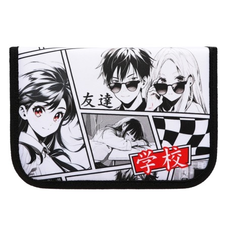 Penal 3 sections, tab inside, 140 x 210 x 40 mm, fabric, calligrata top block "Anime"-1
