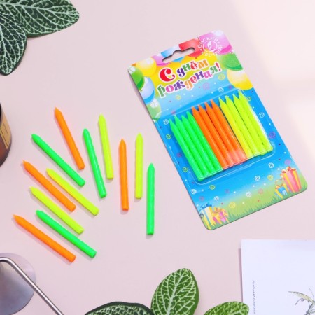Candles for the cake "Color", 6.5 cm, 12 pcs