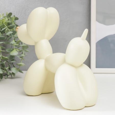 Souvenir Polystone "Air Ball - Dog with Golden Nosom" Cream 7.5x20.5x17.5 cm-3