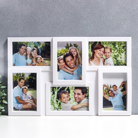 Photo frame plastic in 6 photos 10x15 cm "Broundered" white 29.5x46 cm