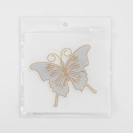 Thermal appliance "butterfly", with sequins, 9 × 10.5 cm, silver color/gold-3