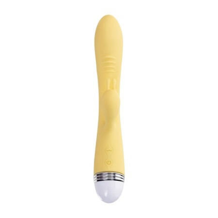 Vibrator Flovetta by Toyfa Aster with a clitoral stimulator, silicone, 22 cm, yellow color-3
