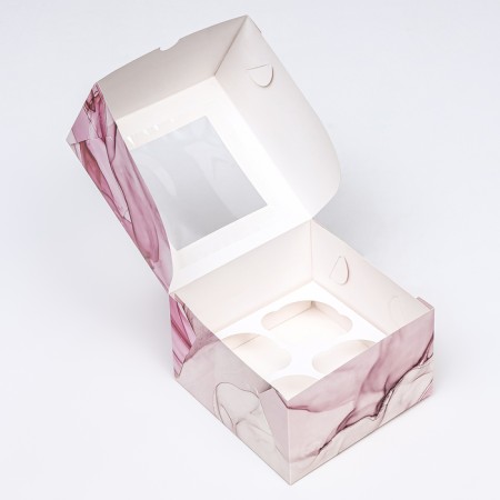 Box for 4 cupcakes with a window, "elegance", 16 x 16 x 10 cm-4