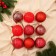 Set of balls plastic D-8 cm, 9 pcs "Melody" disco cod, red