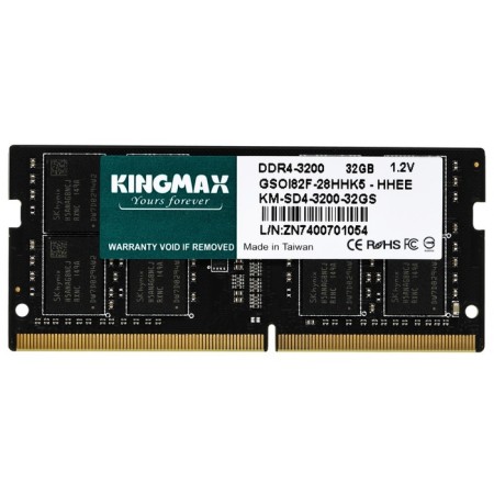 Memory DDR4 32GB 3200MHz KINGMAX KM-SD4-3200-32GS RTL PC4-25600 CL22 SO-Dimm 260-PIN 1.2V D 103397