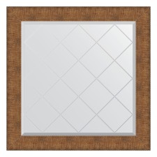 Mirror with engraving in the baguette frame, copper chain mail 88 mm, 87x87 cm
