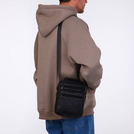 Male bag on lightning, long belt, black color-6