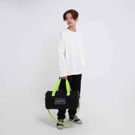 Sports bag Game Start, 40x24x21, lightning department, long belt, black color-9
