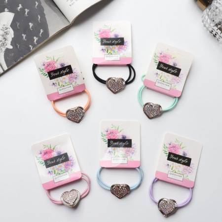 Hair elastic band "Iolanta" heart, 5 cm, mix-1