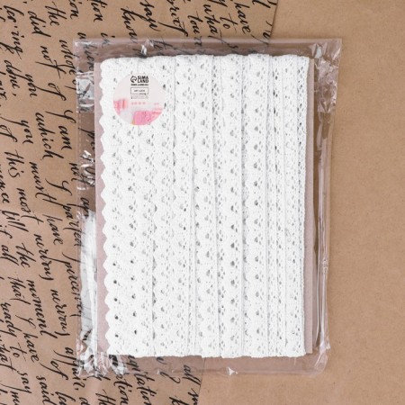 Knitted lace, 14 mm × 15 ± 1 m, fluid-white color-3