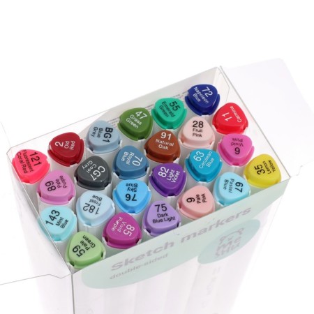 Meshu double -sided markers for sketching, 24 colors (basic colors)-1