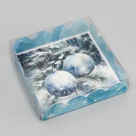 Cookie box, confectionery packaging, "miracles happen", 12 x 12 x 3 cm, new year-1