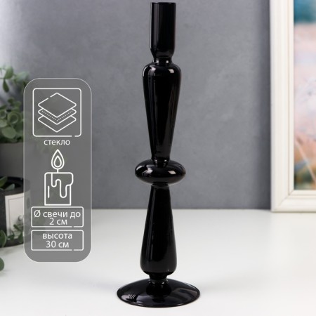 Glass Glass for 1 candle "Elsas" black 30x8.5x8.5 cm