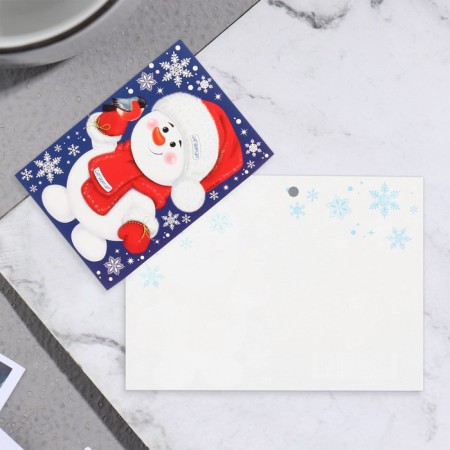 Happy New Year Postcard "Happy New Year!" glitter, snowman, 11.5x8.5 cm-1